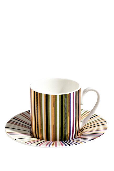Jenkins Stripe Coffee Cup & Saucer, Set of 6